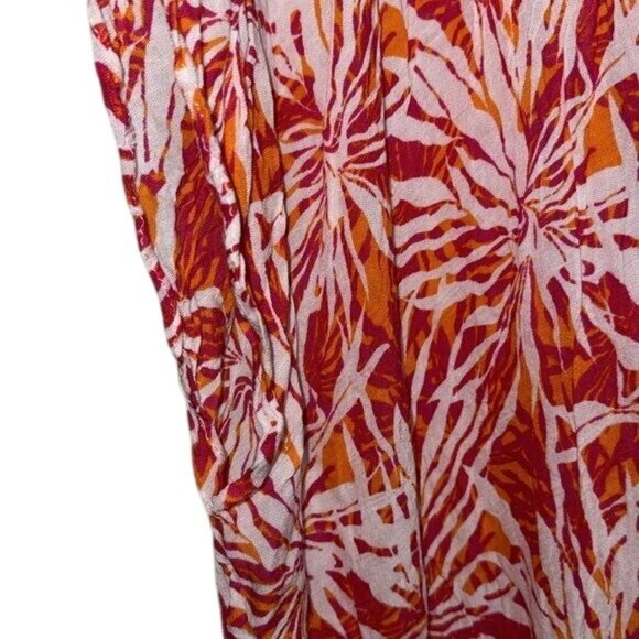 Laundry By Shelli Segal Orange & Red Leaf Print Kimono Cardigan O/S Viscose Wome - Picture 3 of 5